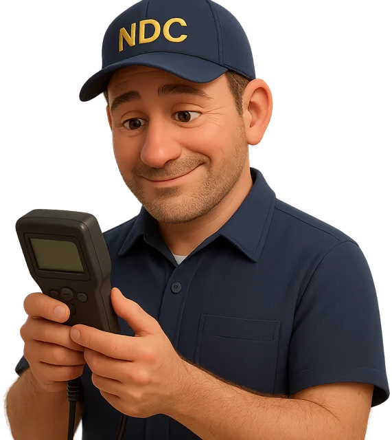David holding the smog scanner